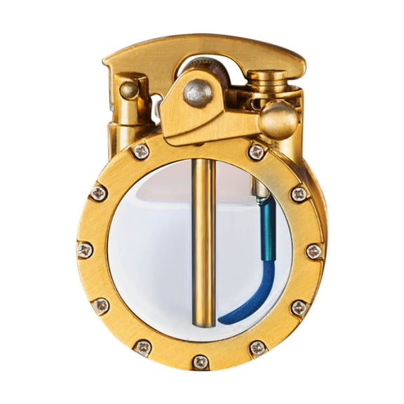 Transparent Large Capacity Oil Lighter, Metal Paraffin Lighter with Rocker Arm Ignition, Gold