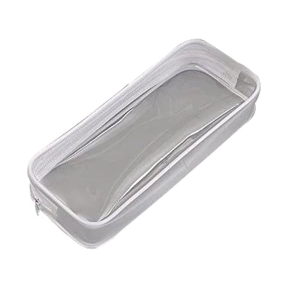 Transparent Large Capacity Pencil Case, Clear Stationery Organizer with Zipper, Quick View Design Keeps Pens and Cables Tidy, Versatile for Office Travel Makeup, 7.87x3.15x1.38in