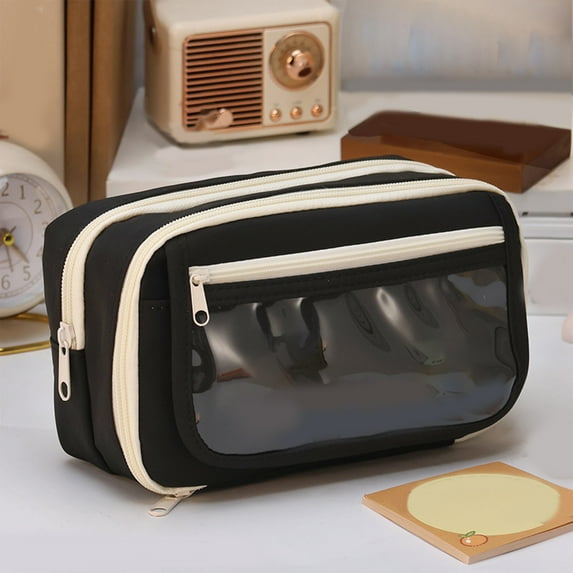 Transparent Large Capacity Pencil Case Organizer | 9-Layer Multi-Function Marker Pen Storage Bag | PVC Waterproof Makeup Pouch | Zipper Closure | 21.5x12.5x8.5cm | Travel Accessory