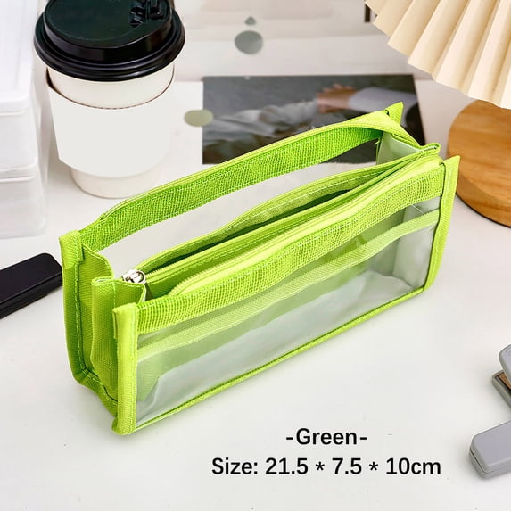 Transparent Large Capacity Pencil Case - Visible Zipper Pouch for Pens, Markers, Art Supplies • Multi-Functional Stationery Bag for Office, Travel, Makeup Storage