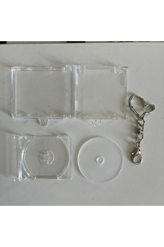 Transparent Large DVD Keychain Album Blank Music Compact Disc Holder Jewelry Pendant Clear for Craft Stationery