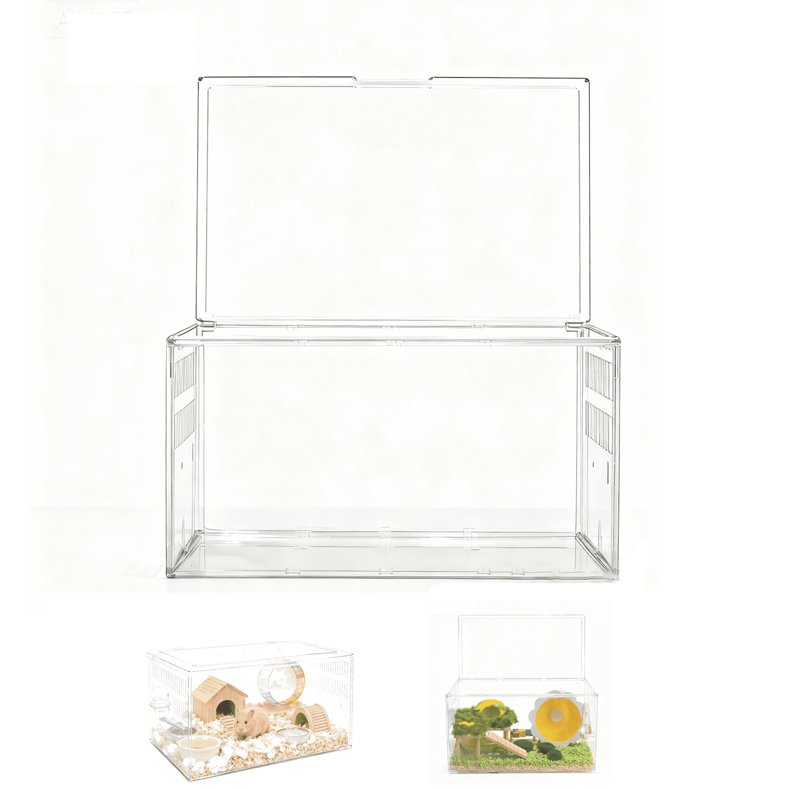 Transparent Large Hamster Cage 23.6x11.8x12.8 Inches, Easy Assembly Hamster House with Open-Style Design, Perfect for Syrian Hamsters, Dwarf Hamsters & Small Pets
