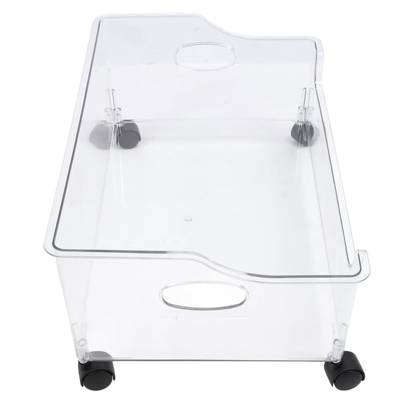 Transparent Large Open Front Storage Bin with Wheels Removable Portable Under Bed Container Clear Organizer 19.29 inches / 49 cm-