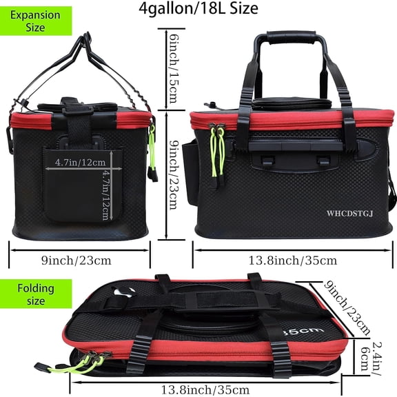 Transparent Lid Fishing Bucket, Portable Foldable Fishing Bucket, Bait Bucket, Fish Bucket, Live Bait Storage. (4 gallons)