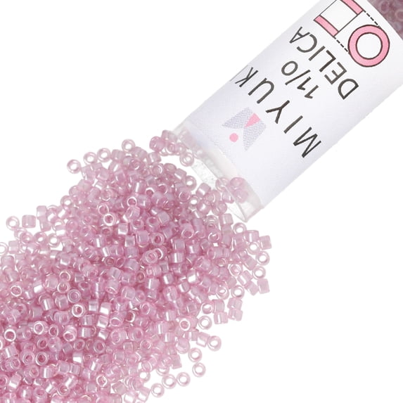 Miyuki Delica Seed Beads – Size 11/0 (1.6 mm), DB1482, Transparent Light Rose Luster, 7.2 g, Approx. 1440 Beads