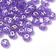 thumbnail image 1 of Transparent Lilac Acrylic Beads Horizontal Hole Mixed Letters Flat Round with White Letter 7x4mm Hole: 1.5mm 100pcs/Bag, 1 of 8