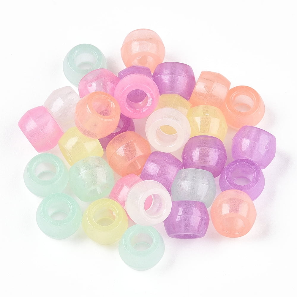 Transparent Luminous Acrylic Beads Crow Beads Pony Beads Glow in the Dark Barrel Mixed Color 8x6mm Hole: 3.8mm diy