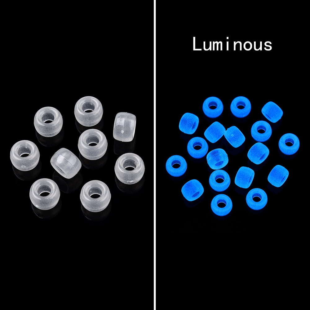 Transparent & Luminous Plastic Beads Frosted Crow Beads Pony Beads Glow in the Dark Barrel White 9x6mm Hole: 3.8mm about 1900pcs/500g