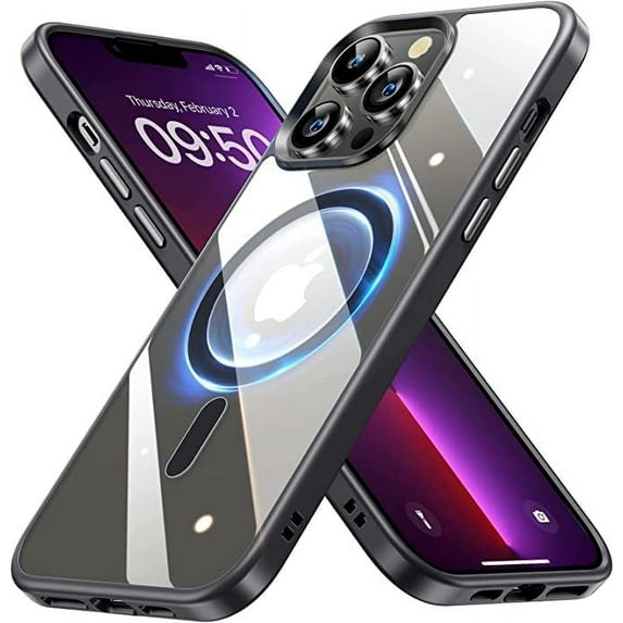 Transparent Magnetic Case Designed for Apple iPhone 12 Pro Max Clear Magnetic Case for Rugged Shockproof Strong Magnetic Military Grade Drop Protection Phone Case for Apple iPhone 12 Pro Max, Black