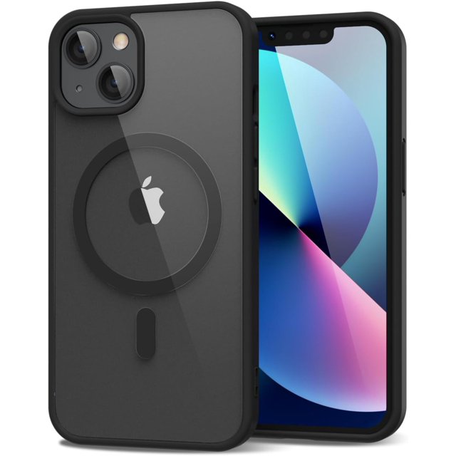 Entronix Magnetic Clear Case Compatible with iPhone 13, Soft Edges Transparent Cover, Black