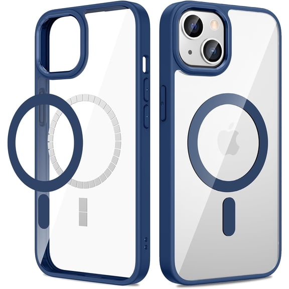 Entronix Magnetic Clear Case Compatible with iPhone 13, Soft Edges Transparent Cover, Navy Blue