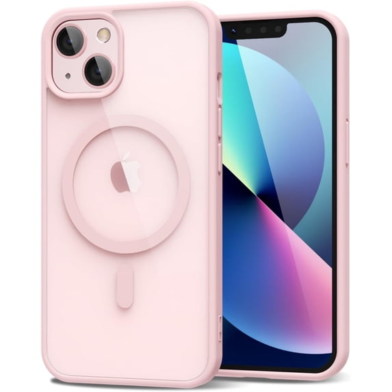 Entronix Magnetic Clear Case Compatible with iPhone 13, Soft Edges Transparent Cover, Pink