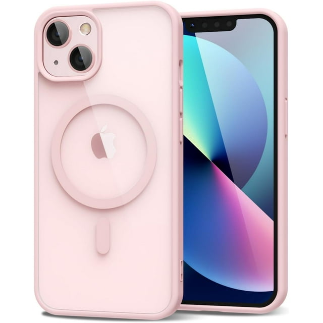 Entronix Magnetic Clear Case Compatible with iPhone 13, Soft Edges Transparent Cover, Pink