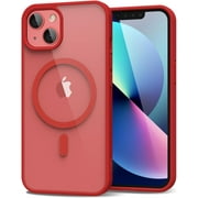 Transparent Magnetic Case Designed for Apple iPhone 13 Clear Magnetic Case for Rugged Shockproof Strong Magnetic Military Grade Drop Protection Phone Case for Apple iPhone 13, Red