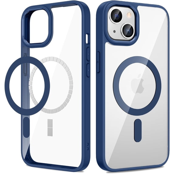 Entronix Magnetic Clear Case Compatible with iPhone 14, Soft Edges Transparent Cover, Navy Blue