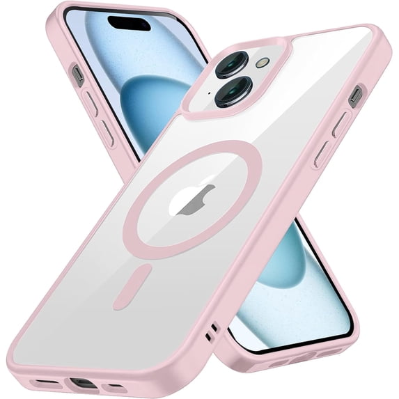 Entronix Magnetic Clear Case Compatible with iPhone 14 Plus, Soft Edges Transparent Cover, Pink