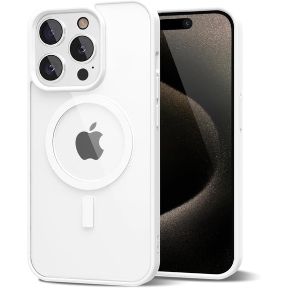 Entronix Magnetic Clear Case Compatible with iPhone 15 Pro Max, Soft Edges Transparent Cover, White