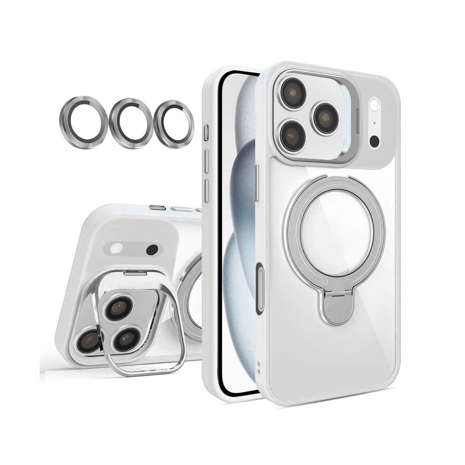 Transparent Magnetic Case with Camera Lens Protection for iPhone 17 Pro Max - Grey