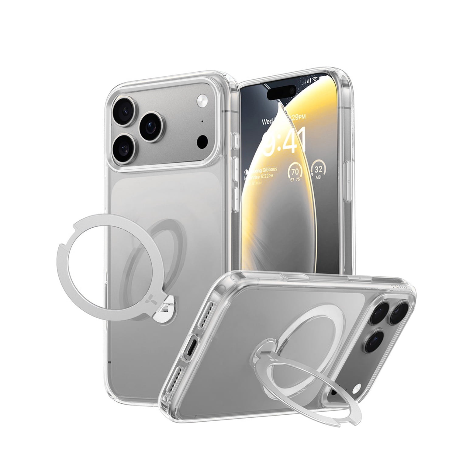 Transparent Magnetic Case with Kickstand for iPhone 17 Pro Max - Grey