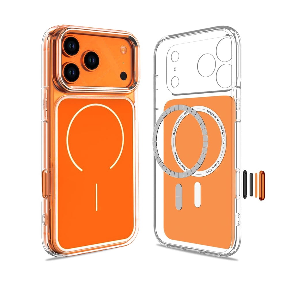 Transparent Magnetic Cases with IC Chip for iPhone 17 Pro Max - Orange