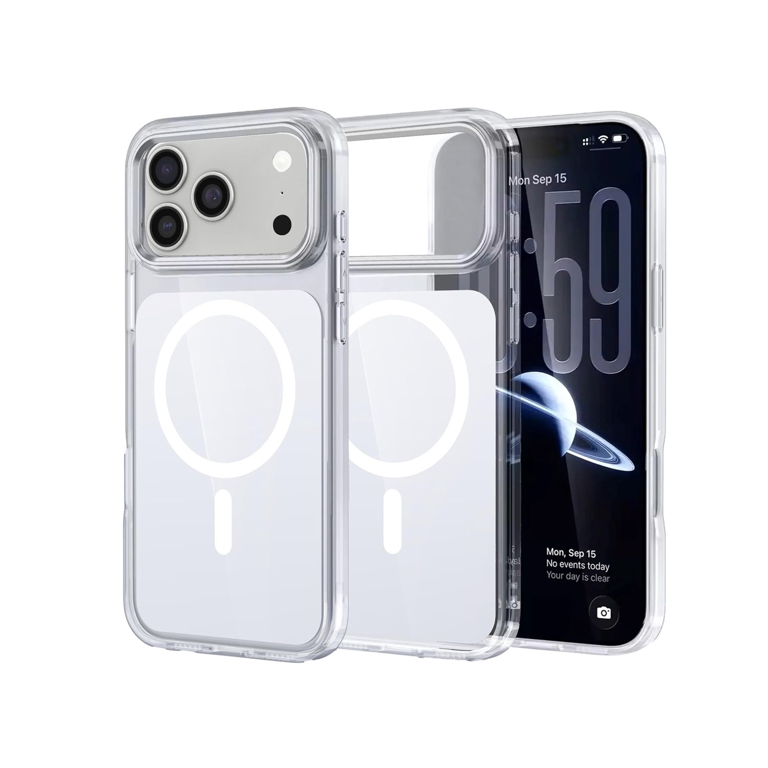 Transparent Magnetic Defender Case for iPhone 17 Pro Max - White