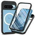 thumbnail image 1 of Transparent Magnetic Phone Case for Google Pixel 8A, [Compatible with Mag-Safe] , Full Body Hybrid Rugged Anti-fall Shockproof Bumper Cover with Built-in Screen Protector,Black, 1 of 5