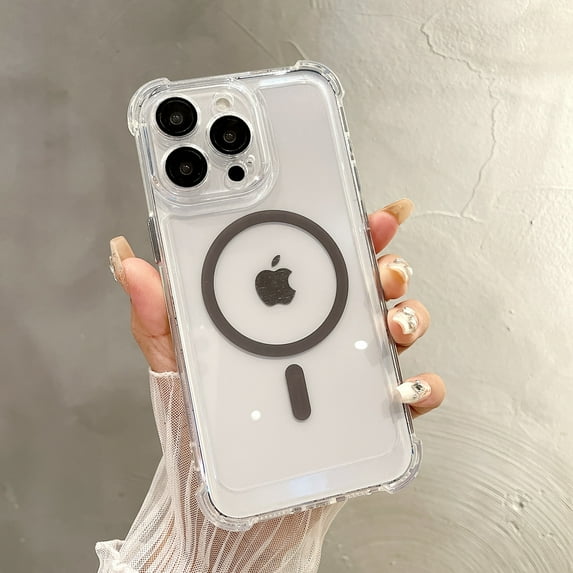 Transparent Magnetic Phone Case for iPhone 11, Camera Lens Full Protection, Compatible with MagSafe Wireless Charging, Four Corners Shockproof Anti-fall Ultra Slim Phone Cover,Gray