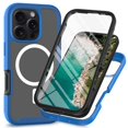 thumbnail image 1 of Transparent Magnetic Phone Case for iPhone 16 Pro Max, [Compatible with Mag-Safe] , Full Body Hybrid Rugged Anti-fall Shockproof Bumper Cover with Built-in Screen Protector,Darkblue, 1 of 5