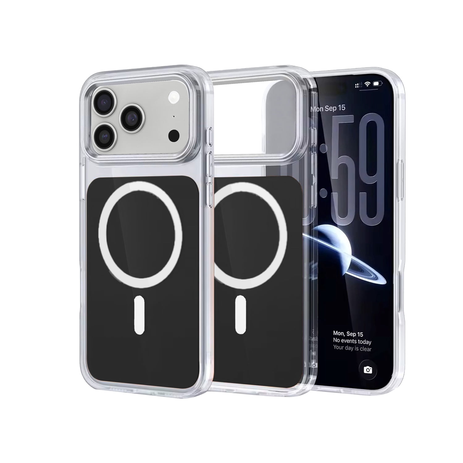 Transparent Magnetic Shockproof Case for iPhone 17 Pro Max - Black