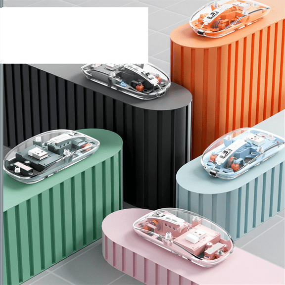 Transparent Magnetic Triple Mode Bluetooth Compatible 2.4G Wireless Mouse One-Click Desktop Type-C Rechargeable(Green)