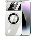 thumbnail image 1 of Transparent Magnetic iPhone Case 14 Pro Max,Full Camera Protection [Compatible with Magsafe] [Strong Magnets] Luxury Phone Case for Women Men (6.7 inches), Silver, 1 of 8
