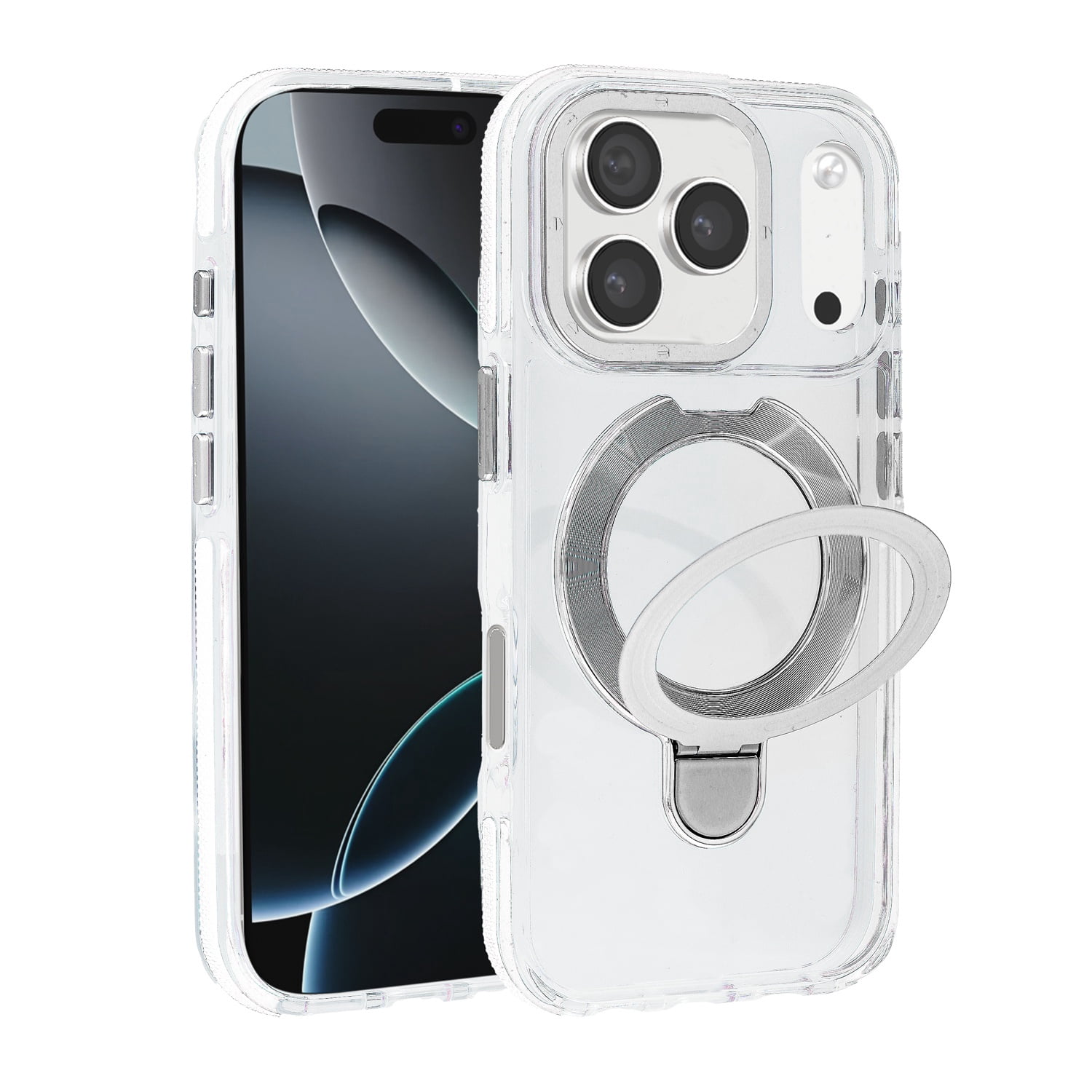Transparent Magsafe Case with Foldable Stand for iPhone 17 Pro Max - Transparent