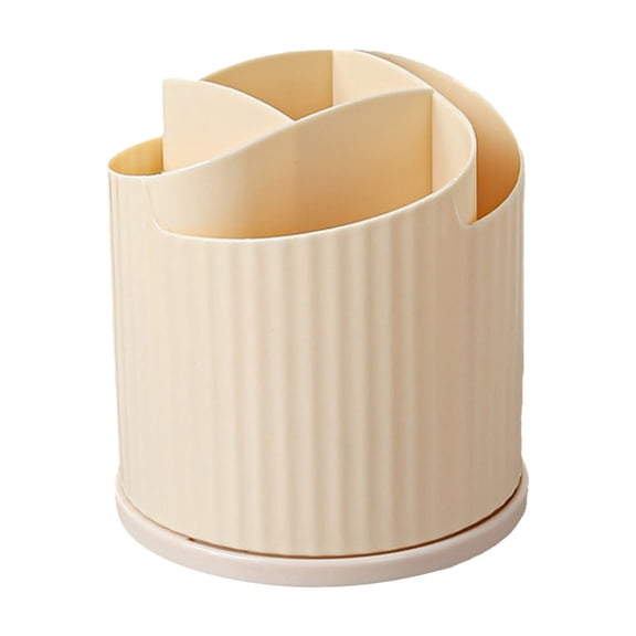 Transparent Makeup Storage Box - Multifunctional Lipstick and Cosmetics Organizer with Rotatable Drawer - Durable Beige Plastic Countertop Box for Home & Travel