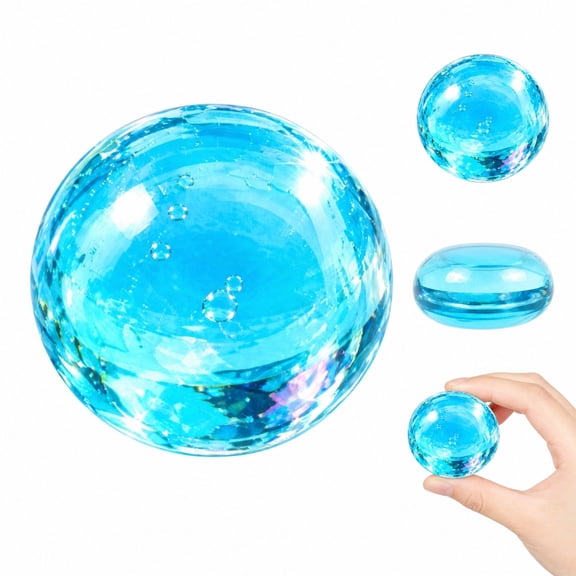 Transparent Maltose Coconut Oil Squishy Ball, Slow Rising Squeezy Fidget Stress Relief Toy, Sensory Squeeze Ball for Kids Adults Party Gift Blue