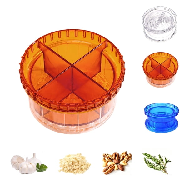 Transparent Manual Garlic Twister, Multi-Functional Mincer & Grinder for Garlic, Onion, Ginger, Herbs, Nuts, Impact Resistant Kitchen Gadget & Home Accessory, 3.35x1.77in