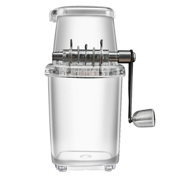 Transparent Manual Ice Crusher - Stainless Steel and , 1.2L Capacity, Hand Crank for Shaved Ice and Party Beverages