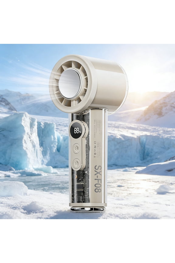 Transparent Mecha High Speed Turbo Handheld Fan, USB Rechargeable Powerful Wind Cannon Cooler, Cooling Mode Digital Display Gadget for Teens Tech Lovers Outdoor Summer
