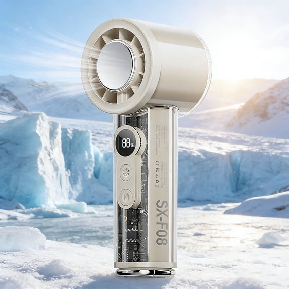 Transparent Mecha Style High Speed Cooling Fan, USB Powered Turbine Wind Cannon Fan, Powerful Mini Personal Cooler, High Performance Handheld Blower, Compact Cooling Device for Home Office, White