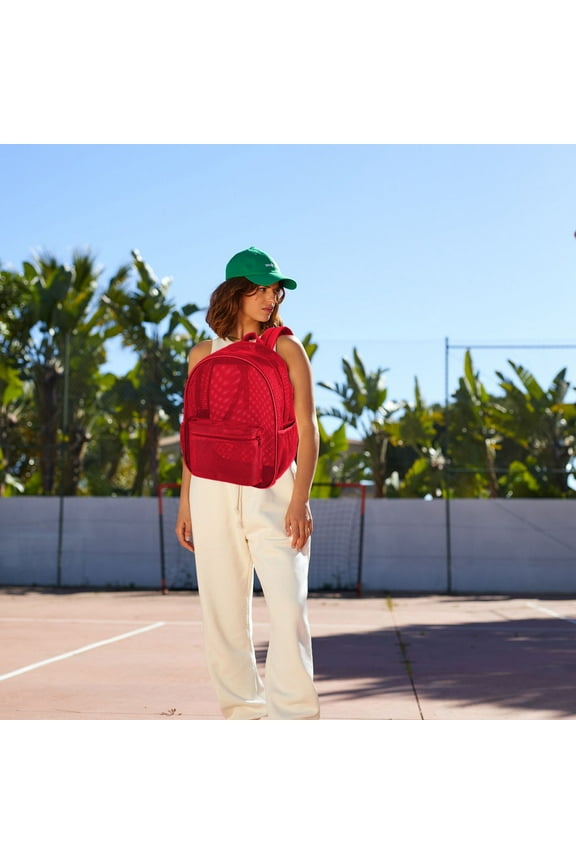 Transparent Mesh Backpack, Beach Bag Extra Large Pool Mesh Backpack, For Beach Picnic Shopping Camping Grocery, Nylon, Lightweight Breathable, Stadium Approved, Front Pocket, Large Capacity