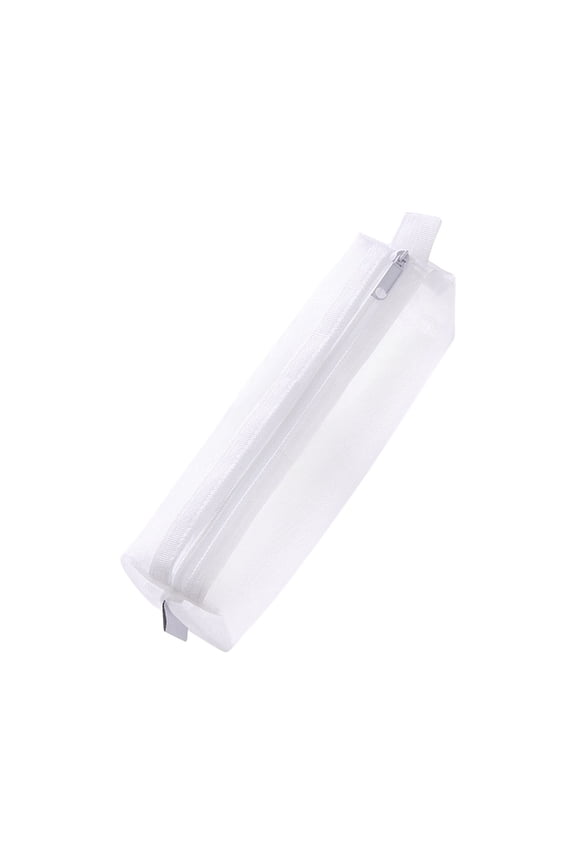Transparent Mesh Dacron Storage Pouch Smooth Zipper Large Capacity Slim Portable Multi-purpose Organizer Bag for Office Cosmetic Travel Small Item Organization
