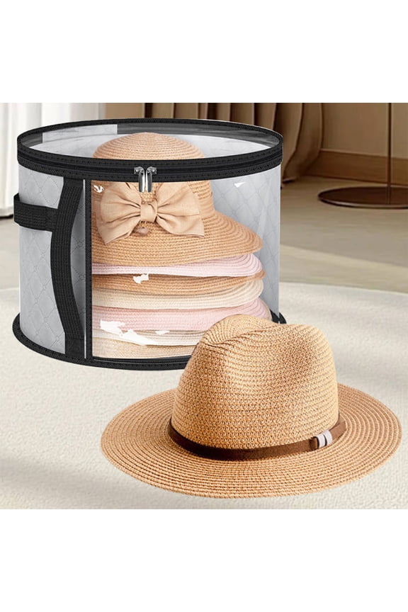 Transparent Mesh Hat Storage Bag with Handles, Oxford Cloth Stackable Hat Organizer, Travel Hat Protector Bag, Dust-Proof Hat Storage Case for Baseball Caps, Fedoras & More