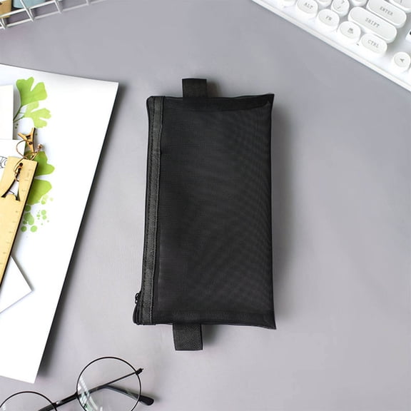 Transparent Mesh Pencil Case - 8.5" x 4.7", See-Through Office Supplies, Zipper Pouch for Pens and Stationery, Durables Organizer Bag for All Ages