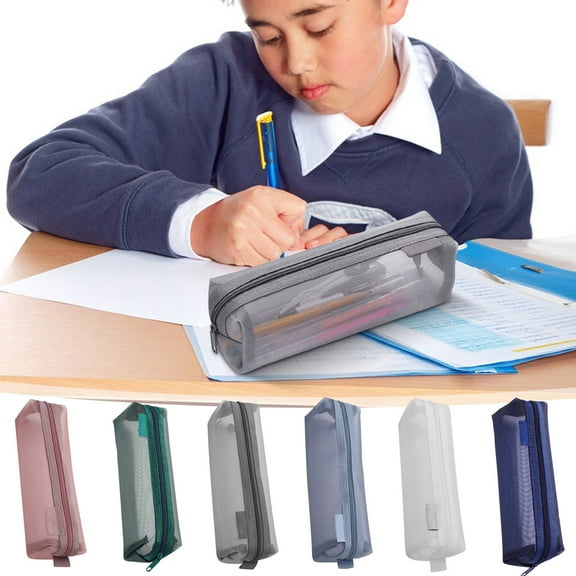 Transparent Mesh Pencil Case Nylon Large Capacity Pen Organizer Bag | Zippered Storage Pouch for Office, Cosmetic, Toiletry Accessories | Lightweight, Durable, Easy to Carry, 1 Piece