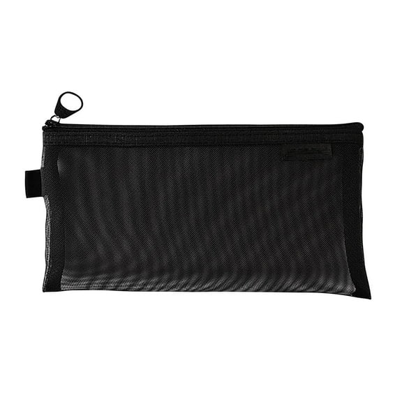 Transparent Mesh Pencil Pouch 8.66x4.5 Inch Heavy-Duty Zippered Organizer Exam-Compliant Storage Bag Large Capacity Stationery Case for Office Supplies(Black)