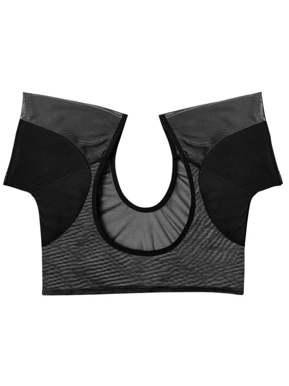 Transparent Mesh Ultra-thin Vest Absorbent Deodorant Pad Women T-shirt Washable Sweat Proof Under Top With Underarm Sweat Pads