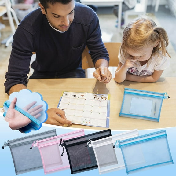 Transparent Mesh Zipper File Bag | Double-Layer Nylon Pouch | Clear Document Organizer | 2 Compartments | Durable Metal Zipper | 24x17.5x1cm | Storage for Pens & Stationery – Multiple Colors