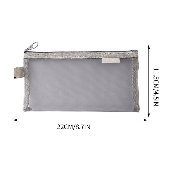 Transparent Mesh Zipper Stationery Bag Large Capacity Nylon Exam Carry Pouch Quick View Portable Office Supply Storage Organizer Case