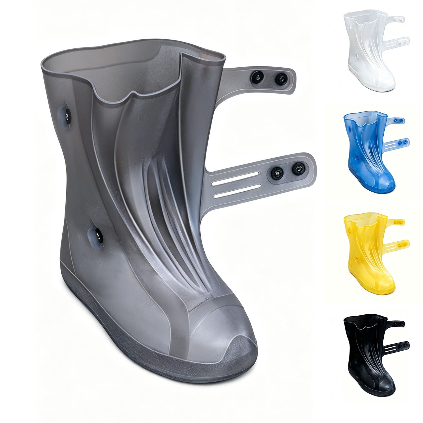 Transparent Mid-Calf Waterproof Shoe Covers Non Slip Round 