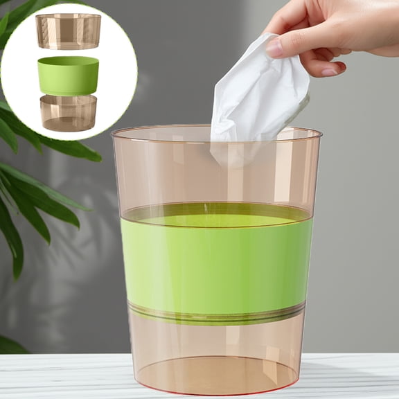 Transparent Modular Combination Trash Can Three Sections Foldable Storage Bin For Office Bathroom Desk Side Small Space Waste Sorting And Organization