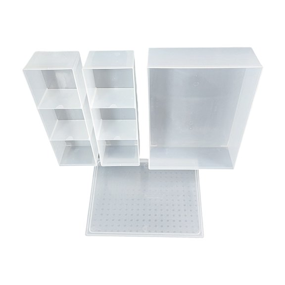 Transparent Modular Plastic Storage Box Rectangle Plastic Clear Storage Container For Home Office Bathroom Organization